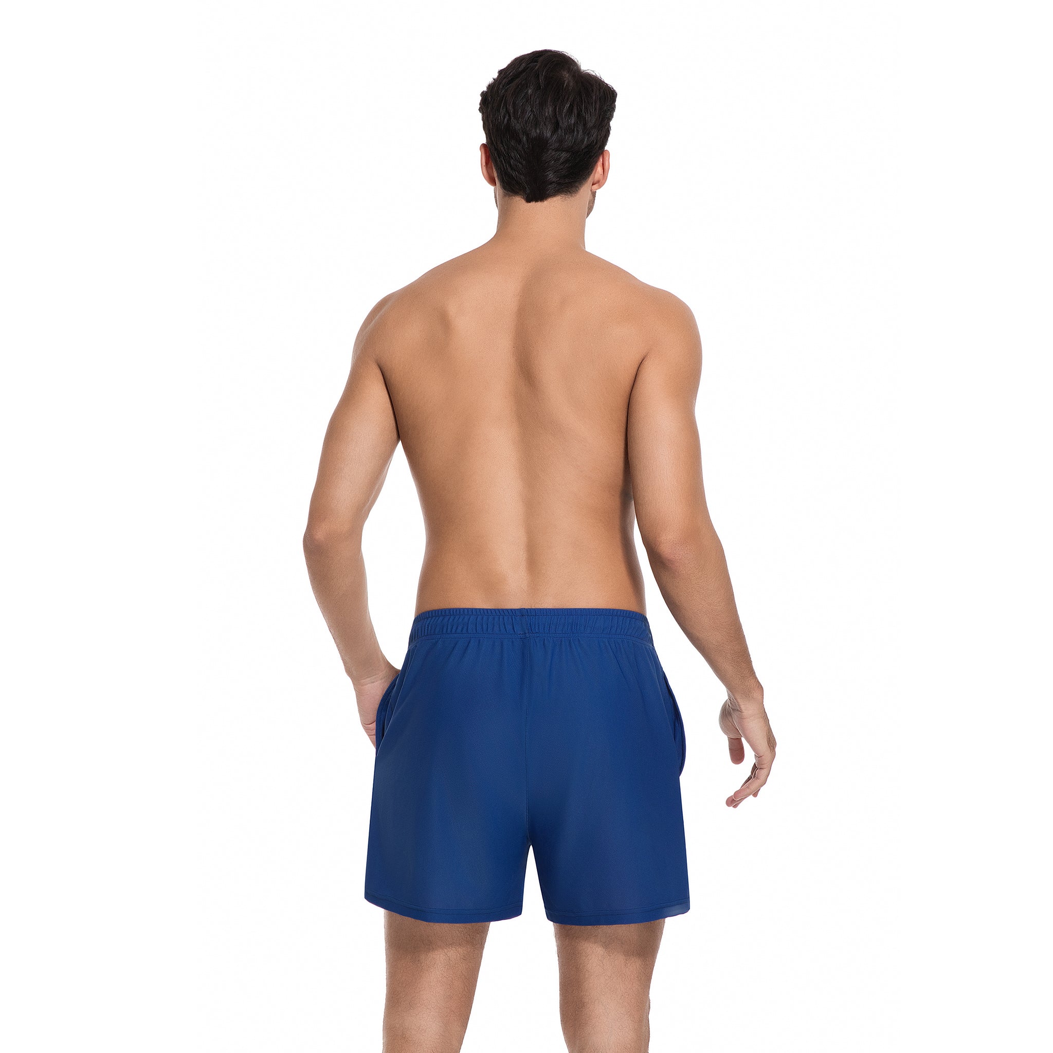 Minimierung von Bräunungsstreifen Herren-Badeboxer, sonnendurchlässig – Blaue, schnell trocknende Badeshorts für Herren – UV-durchlässige Herren-Bademode mit Taschen