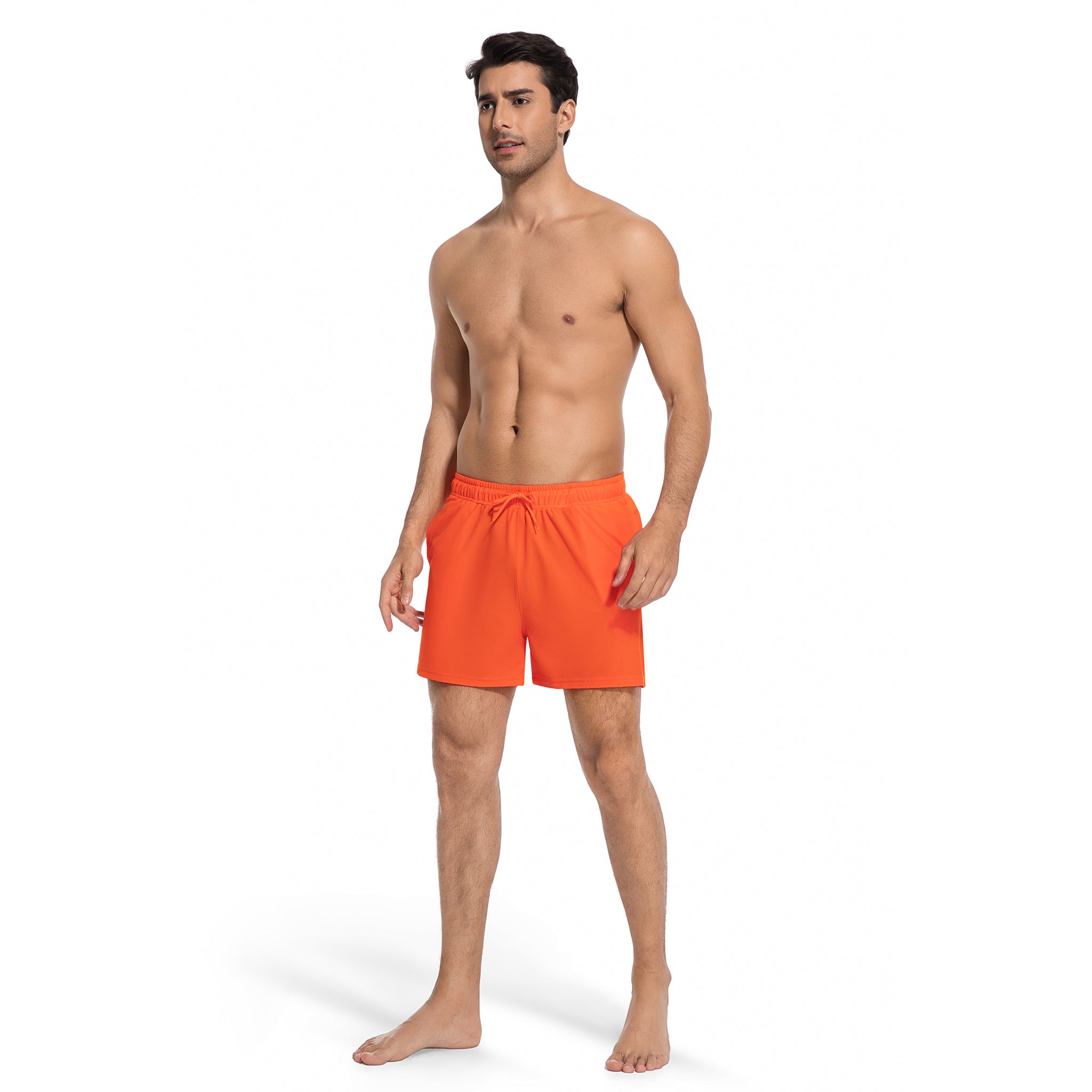 Orangene Tan Through Badehose für Herren – Minimiert Bräunungslinien Herren Badeshorts – Schnelltrocknend UV-Durchlässig Herren Bademode mit Taschen