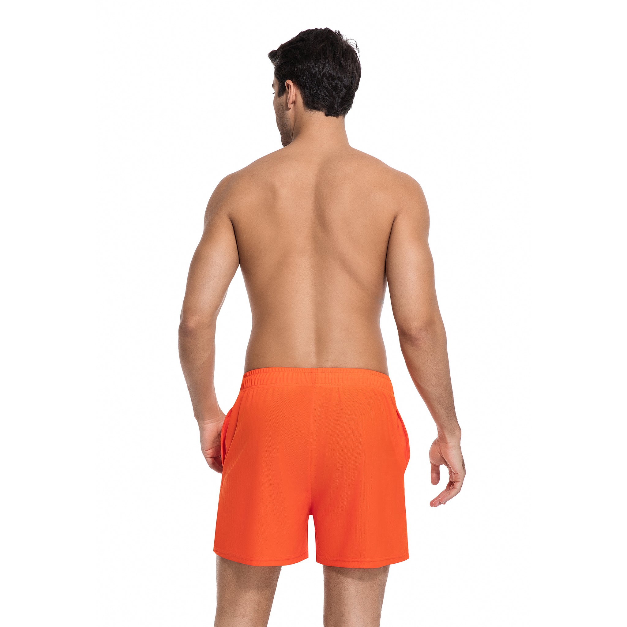 Orangene Tan Through Badehose für Herren – Minimiert Bräunungslinien Herren Badeshorts – Schnelltrocknend UV-Durchlässig Herren Bademode mit Taschen