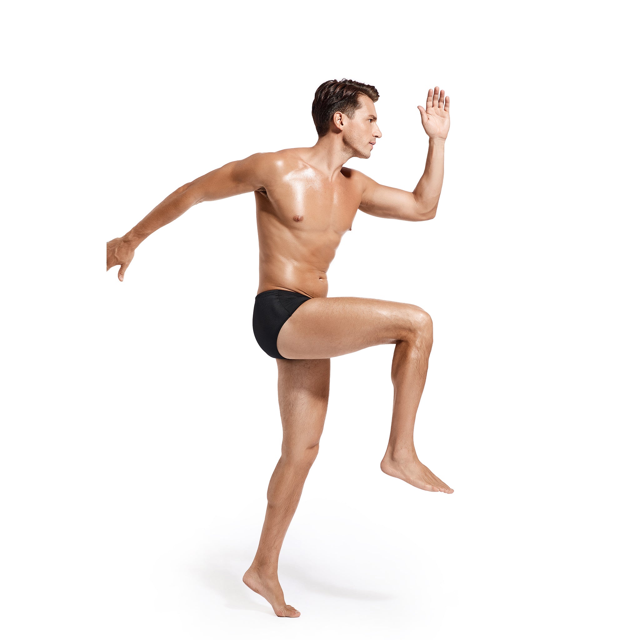 Herren Tan Through Badehose - Sonnenlichtdurchlässige Mesh-Bademode - Atmungsaktive, schnell trocknende Bikini-Badehose mit verstellbarem Kordelzug, Mitternachtsschwarz