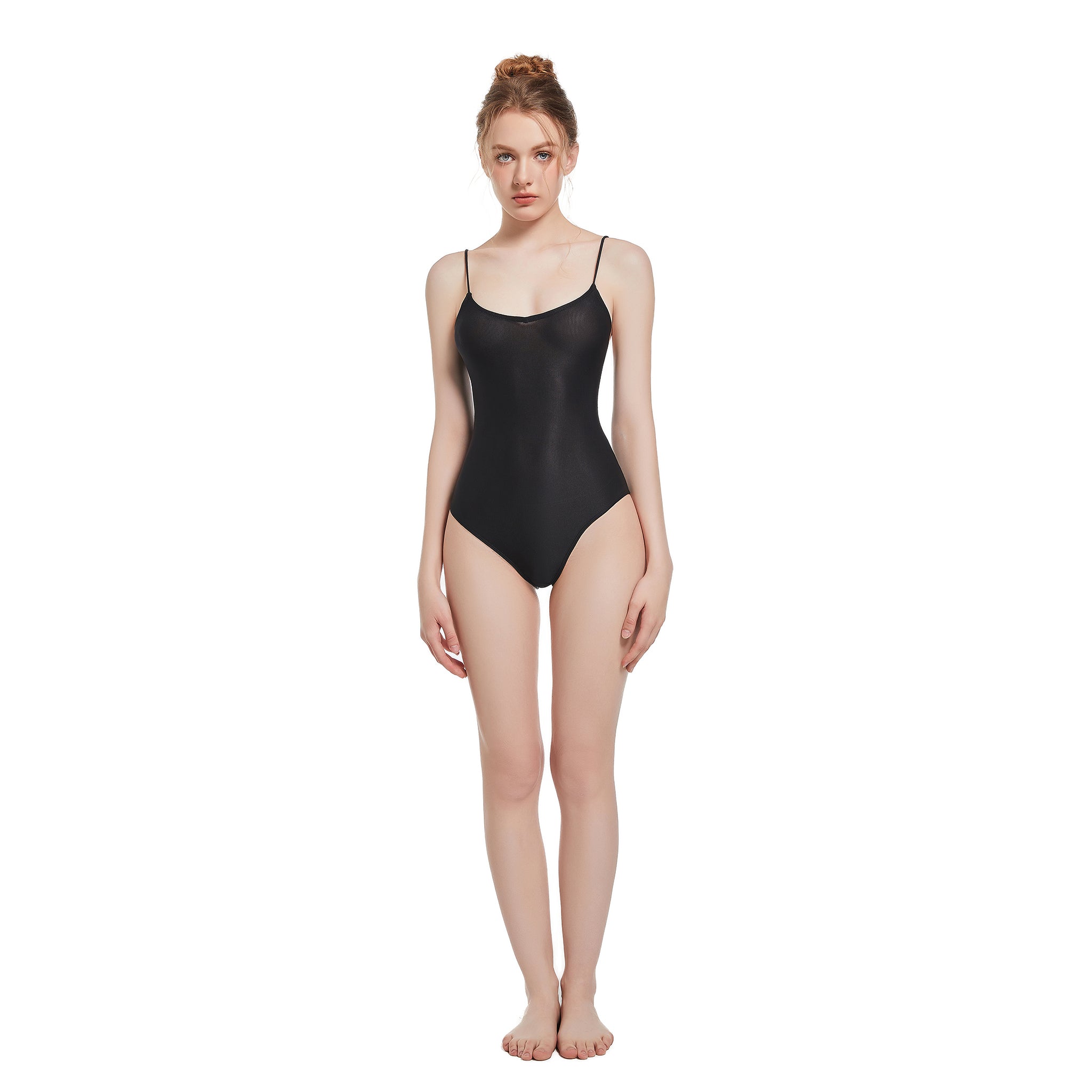 Damen „Tan Through“ Einteiler – Sonnenpermeabler Mesh-Monokini – Atmungsaktiver Badeanzug mit tiefem Rückenausschnitt, Schwarz