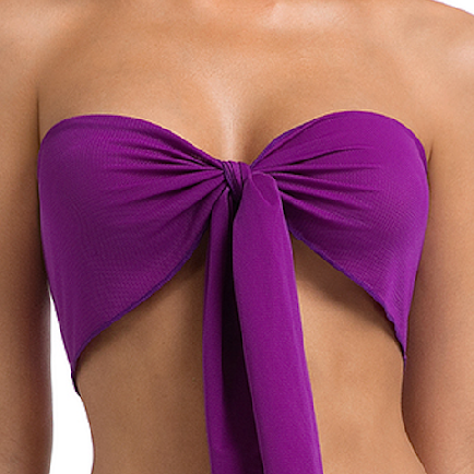 Trägerloses Bandeau Bikini-Set Violett Abnehmbare Schleife Oberteil Damen Minimiert Bräunungsstreifen Tan Through Zweiteiler für Frauen