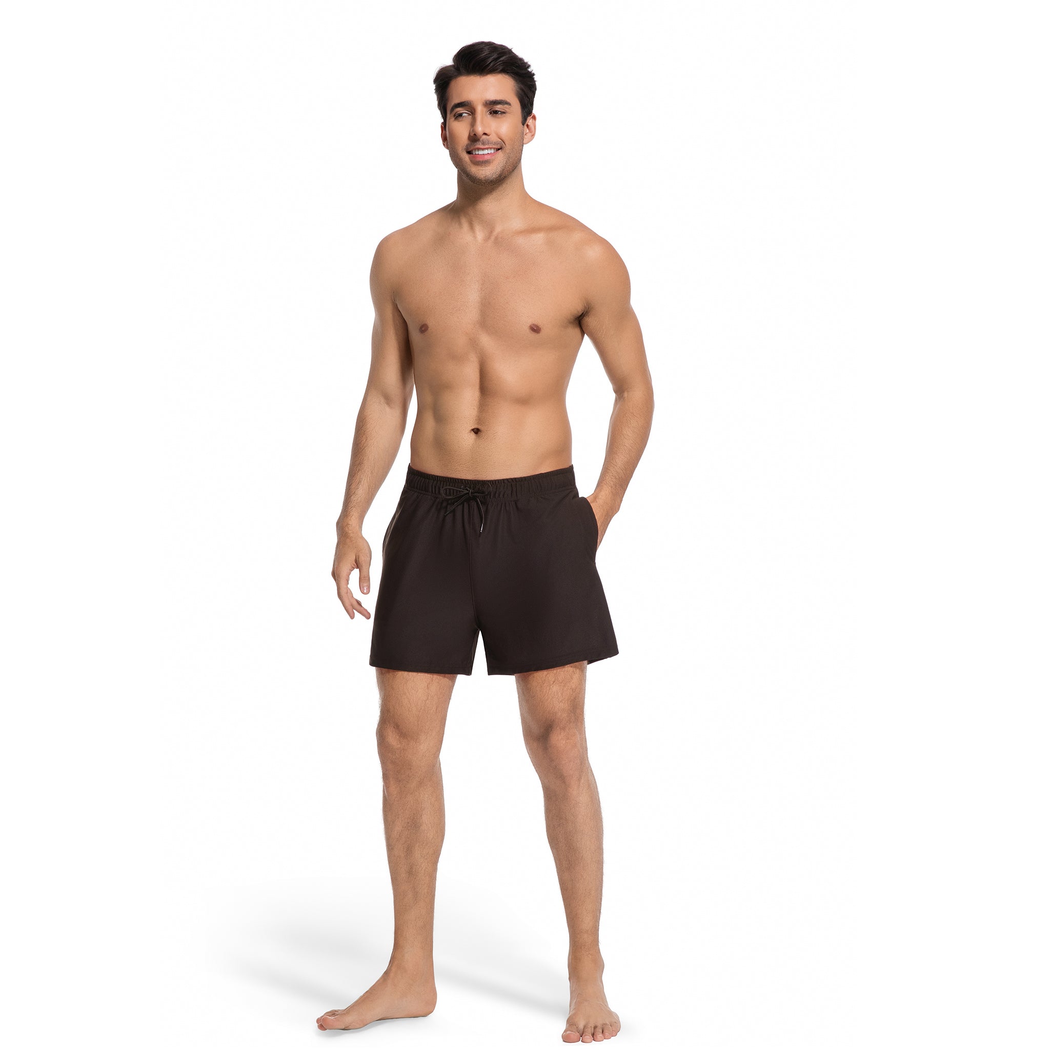 Herren Tan Through Badehose in klassischem Schwarz – Minimiert Bräunungsstreifen Herren Badeshorts – UV-durchlässige, schnell trocknende Herren-Bademode mit Taschen