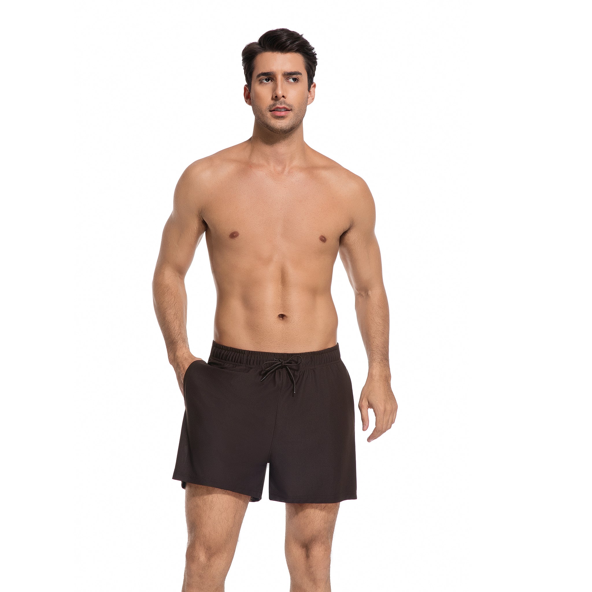Herren Tan Through Badehose in klassischem Schwarz – Minimiert Bräunungsstreifen Herren Badeshorts – UV-durchlässige, schnell trocknende Herren-Bademode mit Taschen