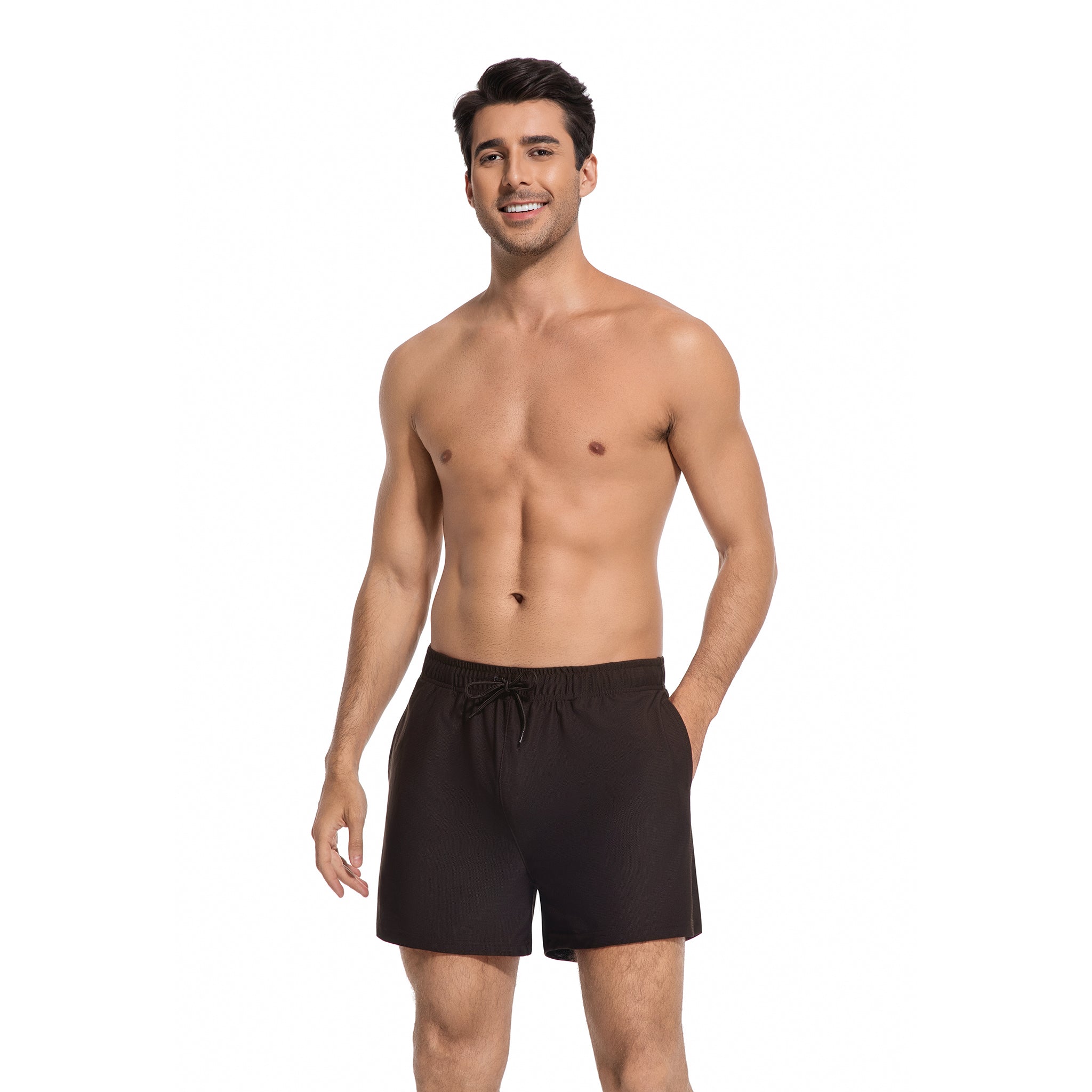 Herren Tan Through Badehose in klassischem Schwarz – Minimiert Bräunungsstreifen Herren Badeshorts – UV-durchlässige, schnell trocknende Herren-Bademode mit Taschen