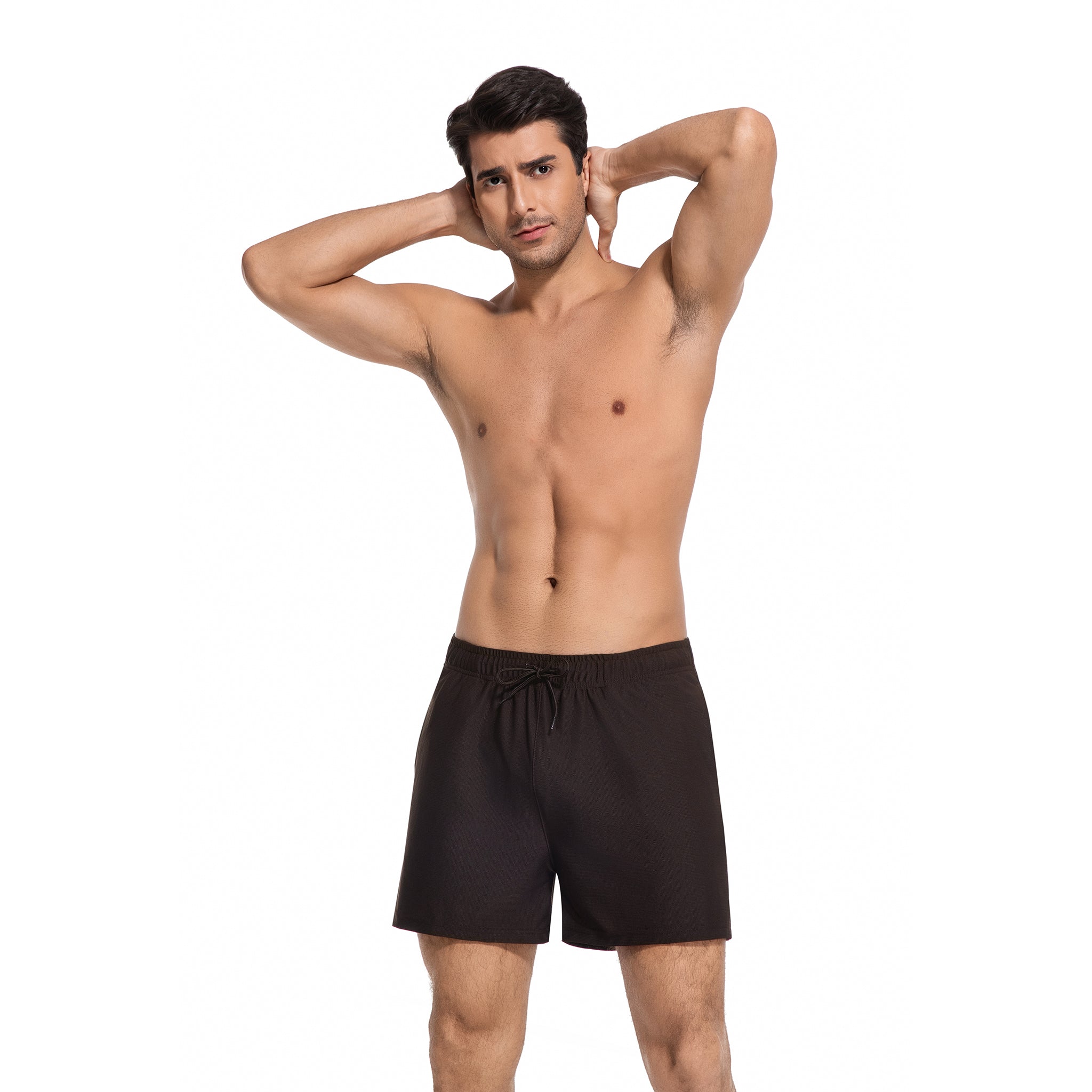 Herren Tan Through Badehose in klassischem Schwarz – Minimiert Bräunungsstreifen Herren Badeshorts – UV-durchlässige, schnell trocknende Herren-Bademode mit Taschen