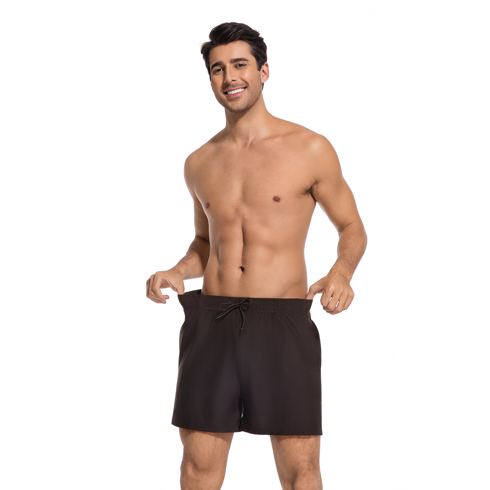 Herren Tan Through Badehose in klassischem Schwarz – Minimiert Bräunungsstreifen Herren Badeshorts – UV-durchlässige, schnell trocknende Herren-Bademode mit Taschen