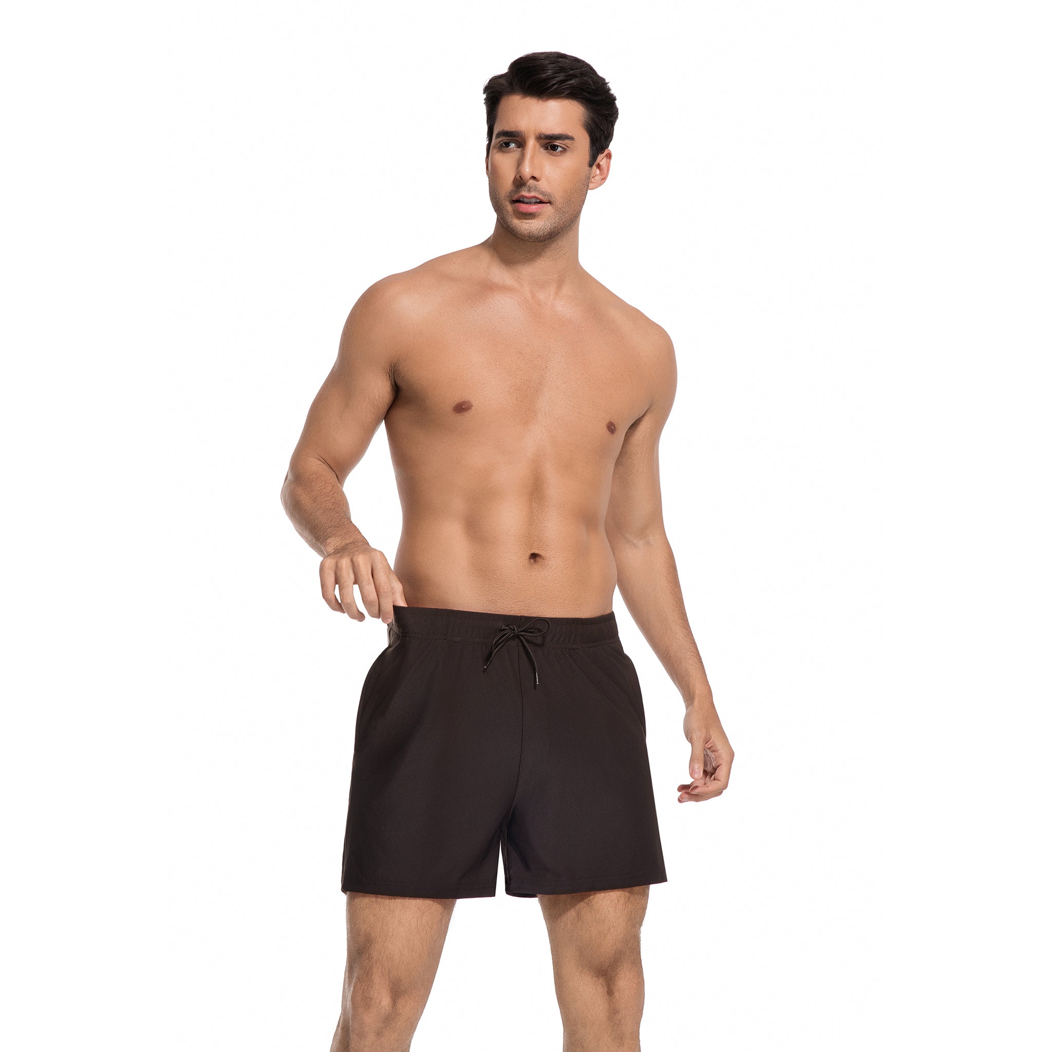 Herren Tan Through Badehose in klassischem Schwarz – Minimiert Bräunungsstreifen Herren Badeshorts – UV-durchlässige, schnell trocknende Herren-Bademode mit Taschen