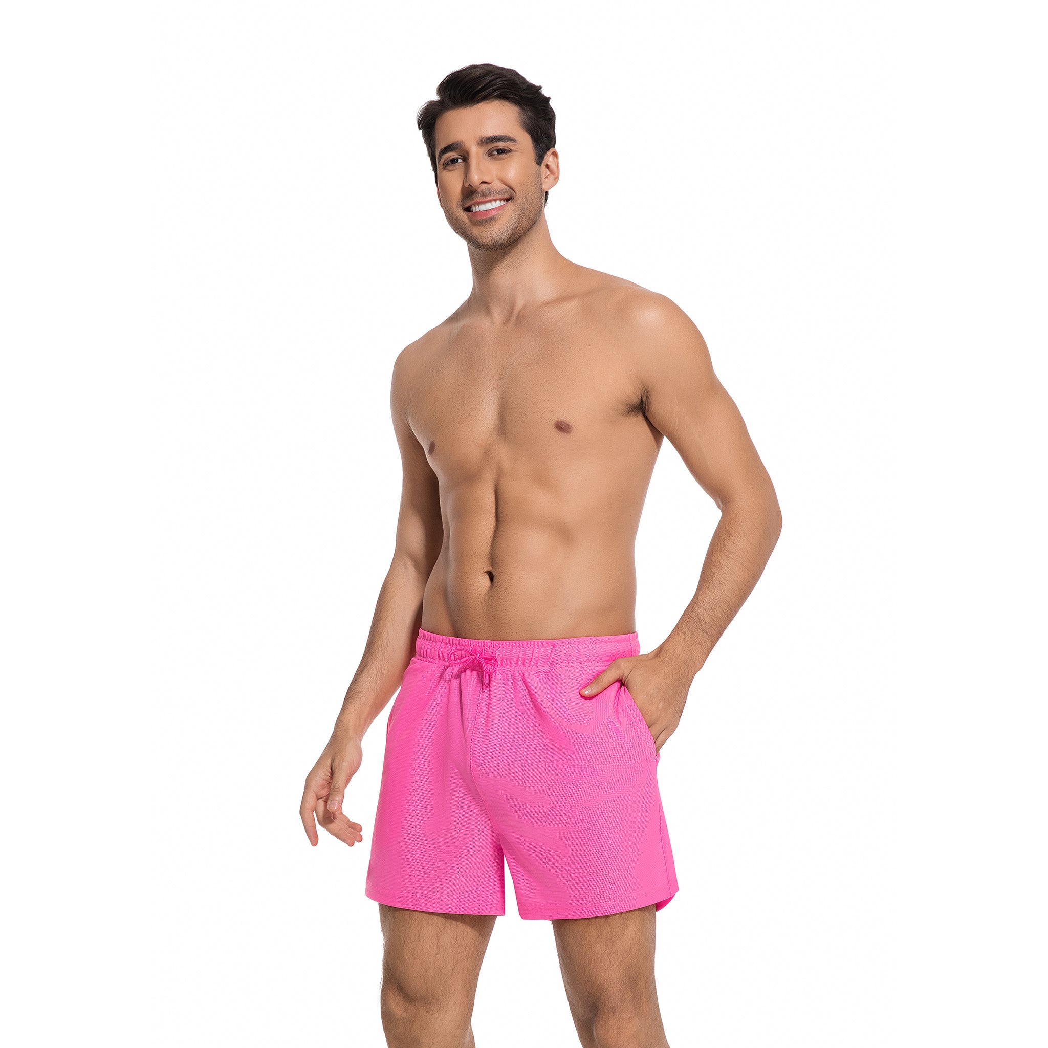 Tan Through Pink Badeshorts für Herren - Minimiert Bräunungslinien, UV-durchlässige, schnell trocknende Badehose für Herren mit Taschen