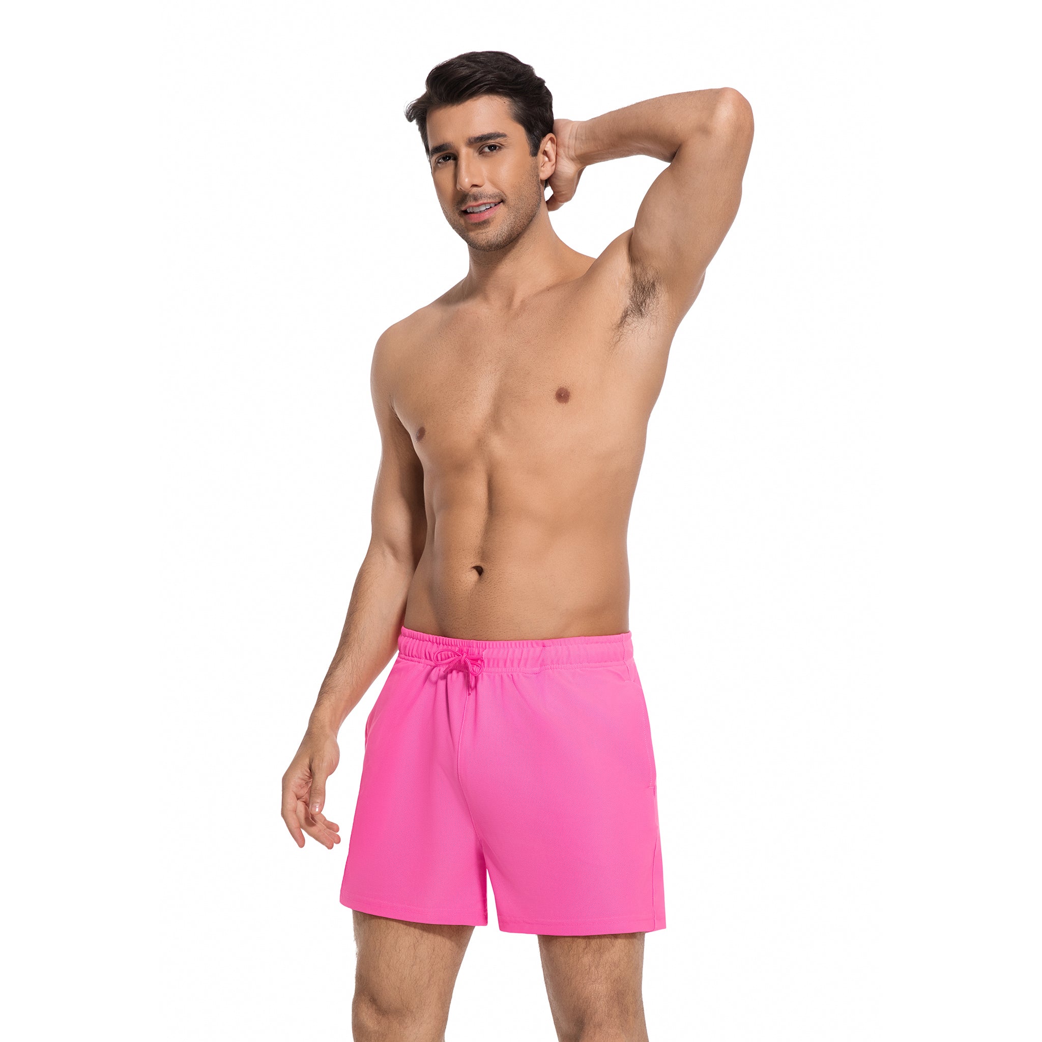 Tan Through Pink Badeshorts für Herren - Minimiert Bräunungslinien, UV-durchlässige, schnell trocknende Badehose für Herren mit Taschen