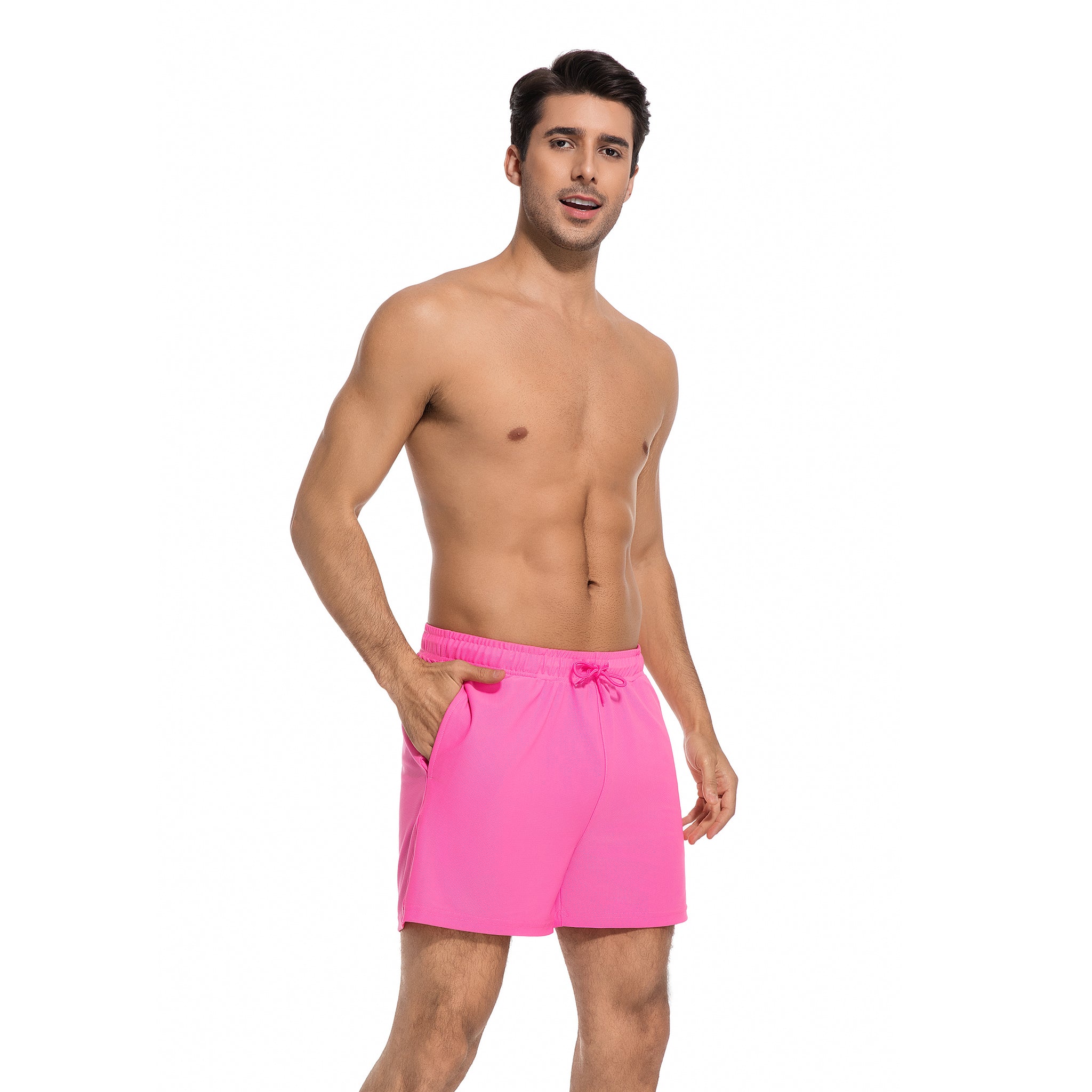 Tan Through Pink Badeshorts für Herren - Minimiert Bräunungslinien, UV-durchlässige, schnell trocknende Badehose für Herren mit Taschen