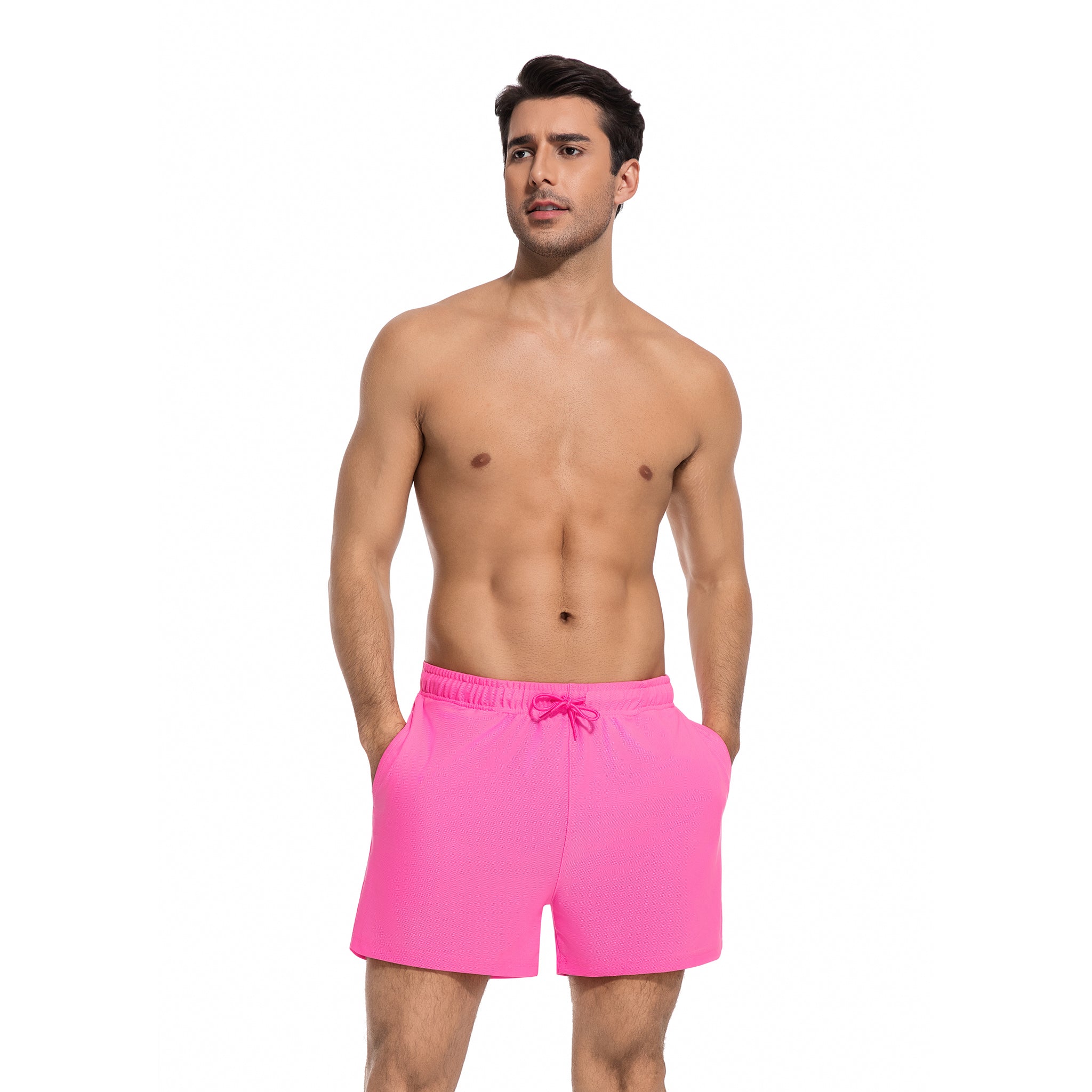 Tan Through Pink Badeshorts für Herren - Minimiert Bräunungslinien, UV-durchlässige, schnell trocknende Badehose für Herren mit Taschen