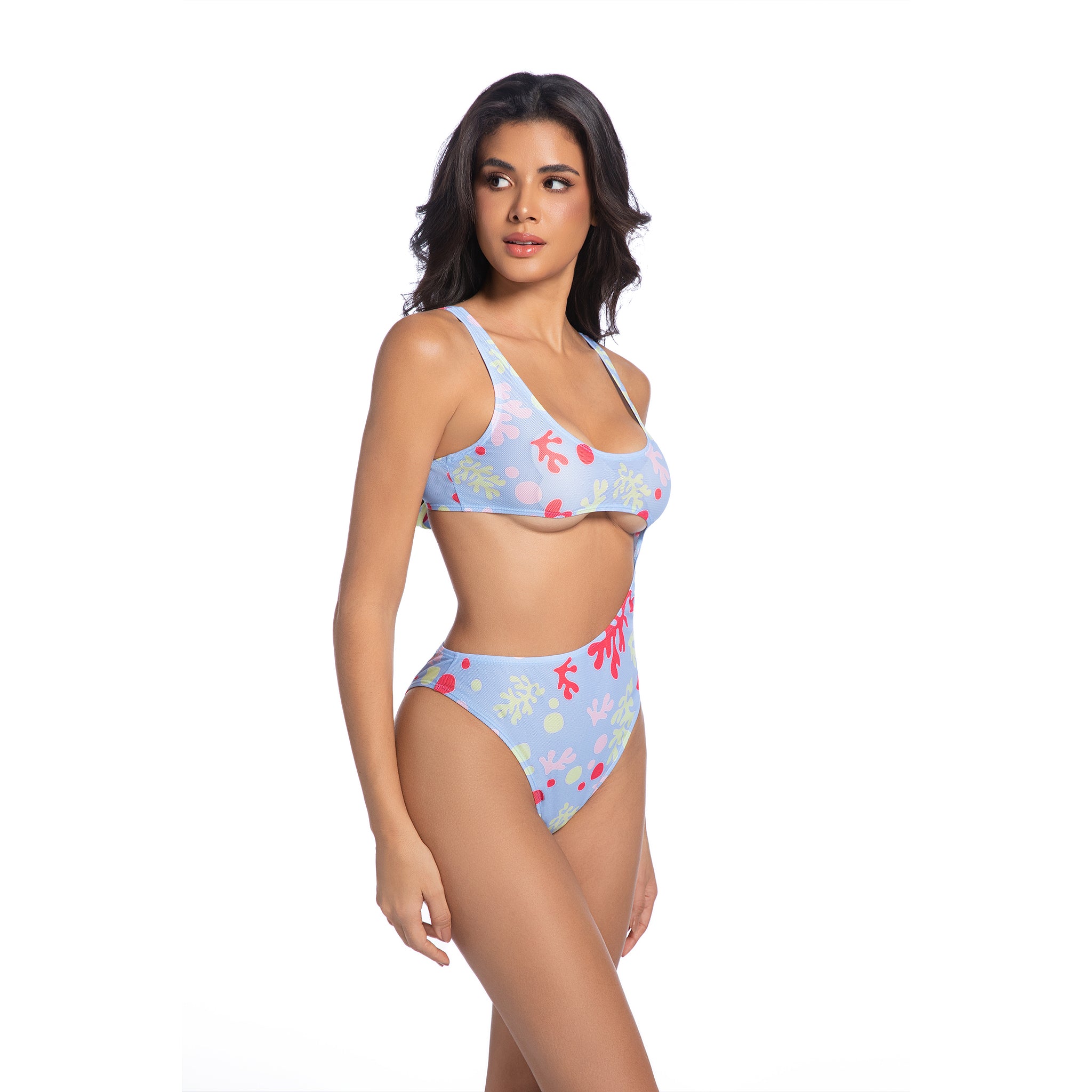 One Piece Badeanzug für Damen Korallenmuster - Minimiert Bräunungslinien Bräunt durch Asymmetrischer Cutout Monokini - Damen High-Cut Cheeky Gerippter Badeanzug Strandbekleidung für Damen
