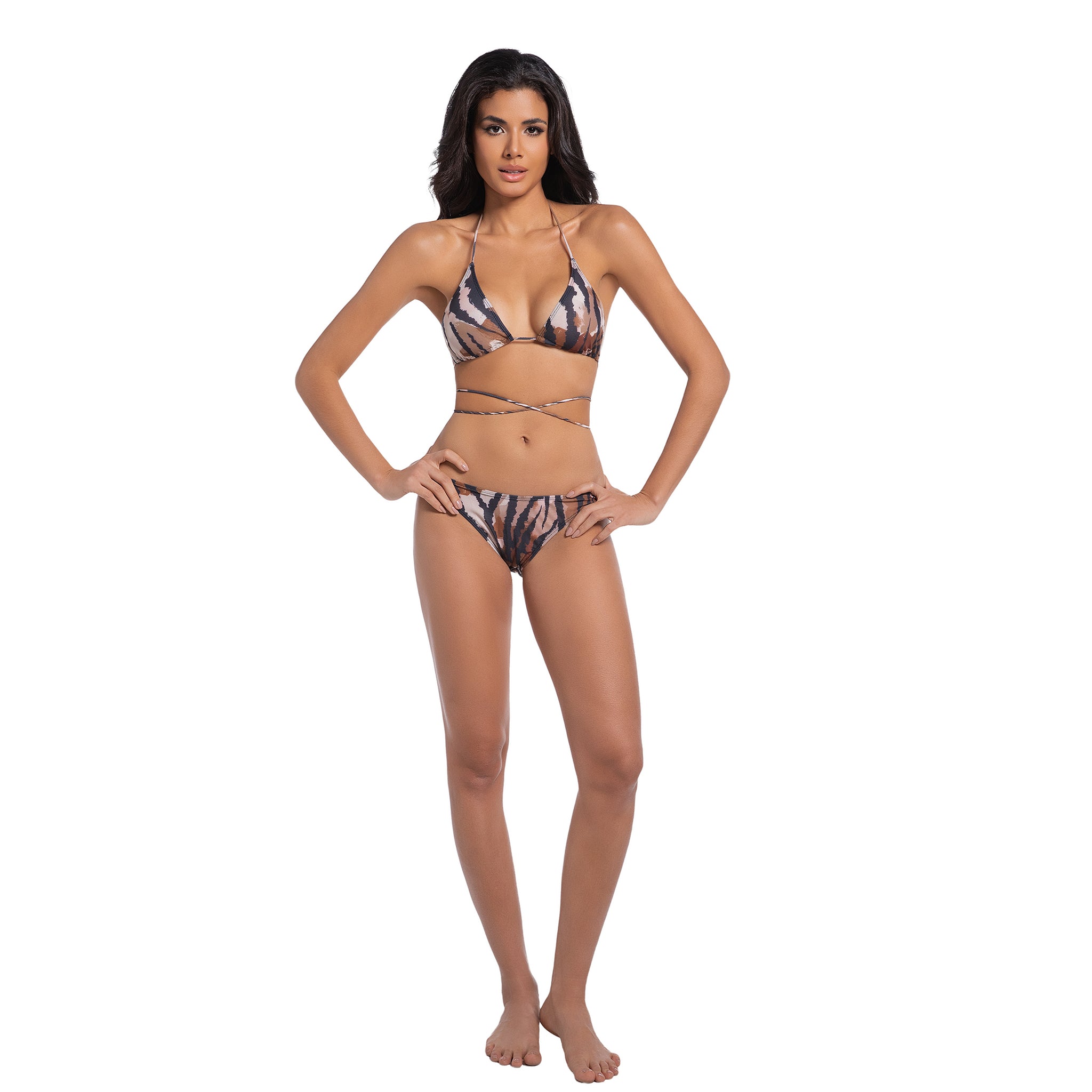 Multi-Way Wickel-Triangel-Bikini-Set Leo – Für Damen Nahtlose Bräune Minimale Bräunungsstreifen Zweiteilige Bademode – Bedruckter Damen-Badeanzug Klassische Hose für Damen