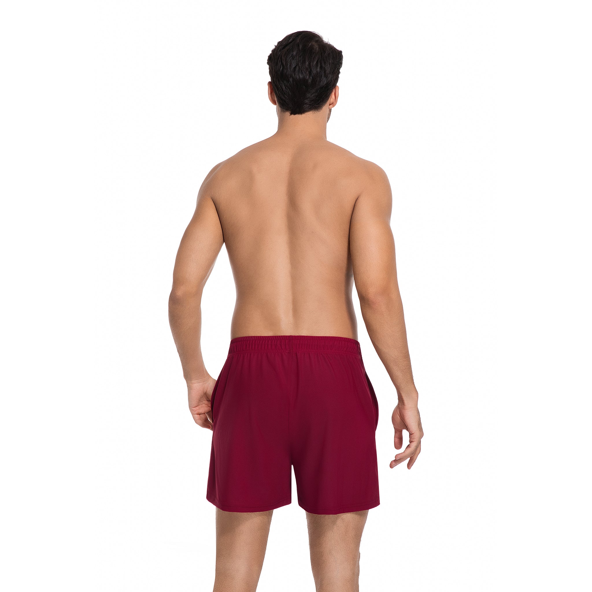 Weinrote Herren Tan Through Badehose - Minimiert Bräunungsstreifen Herren Badeshorts - UV-durchlässige schnelltrocknende Herren-Bademode mit Taschen