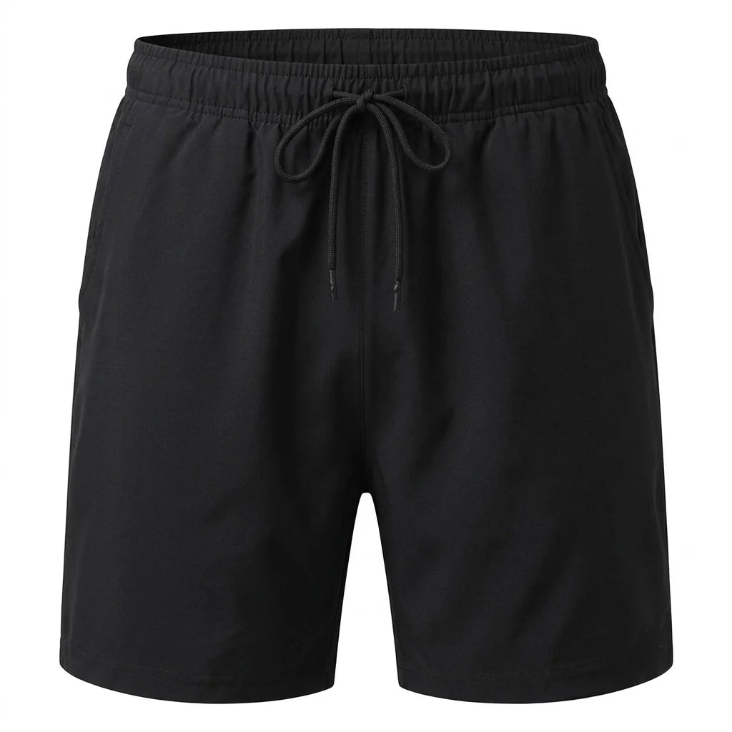 Herren Tan Through Poloshirt & Shorts Set in Schwarz - Sonnenlichtdurchlässige Technologie zur Minimierung von Bräunungslinien, Mesh-Badekleidung für Herren am Pool und Strand