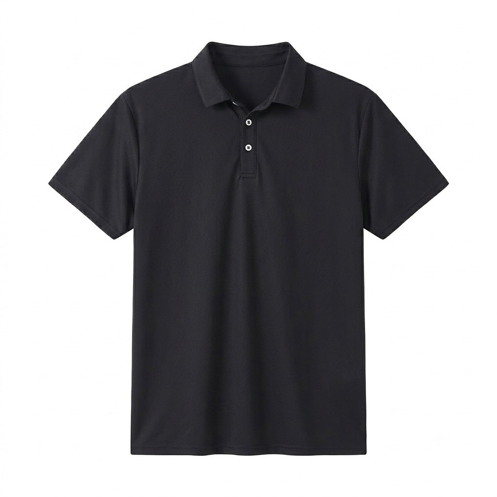 Herren Tan Through Poloshirt & Shorts Set in Schwarz - Sonnenlichtdurchlässige Technologie zur Minimierung von Bräunungslinien, Mesh-Badekleidung für Herren am Pool und Strand